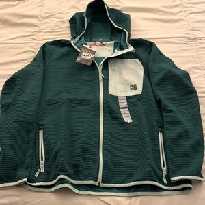 Duluth Trading Co Teal and White Hooded Jacket